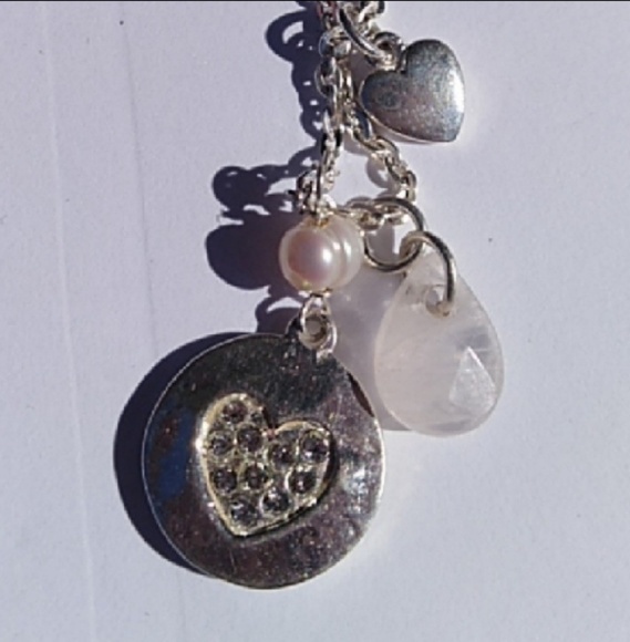 Pearl, Rose quartz, Sterling Silver Charm Necklace - Picture 3 of 4